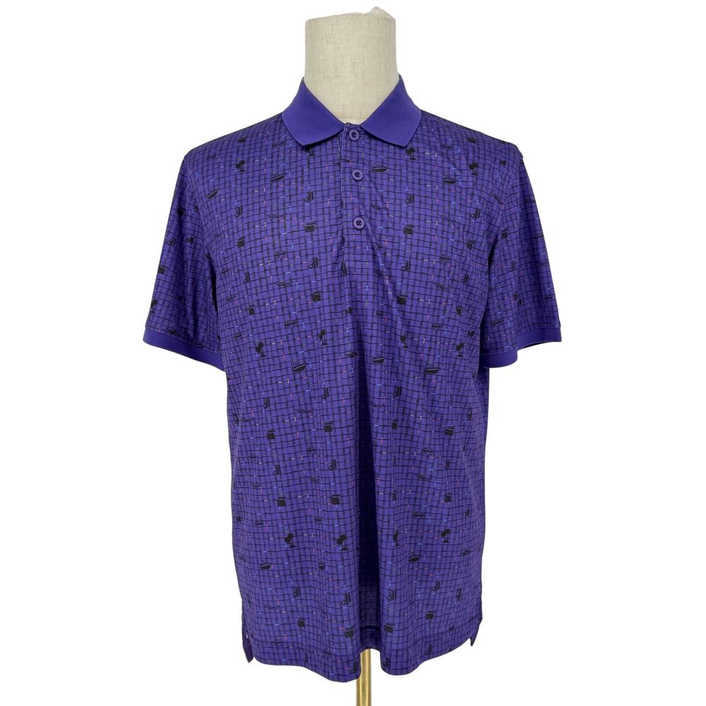Robert Graham Short Sleeve Printed Performance Polo Shirt Purple Plane M